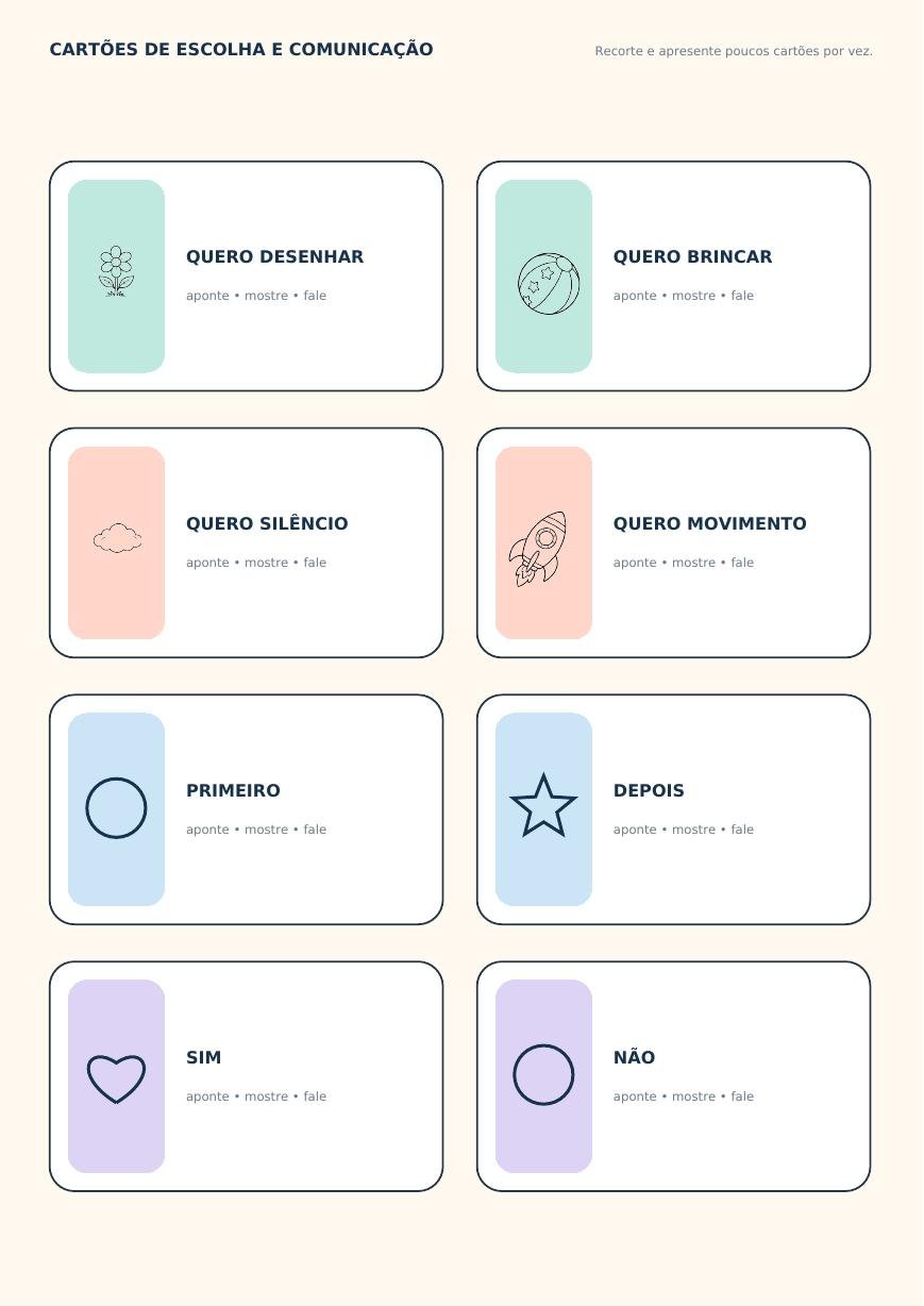 Cartões de escolha e comunicação
